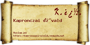 Kapronczai Évald névjegykártya