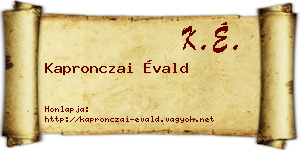 Kapronczai Évald névjegykártya