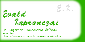 evald kapronczai business card